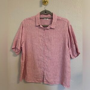 Linen Striped Collared Camp Shirt